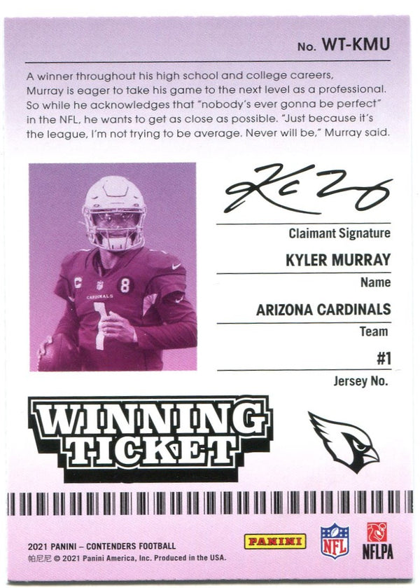 Kyler Murray Panini Contenders Winning Ticket 2021