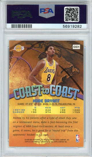 Kobe Bryant 1998 Topps Coast to Coast Card #CC1 (PSA)