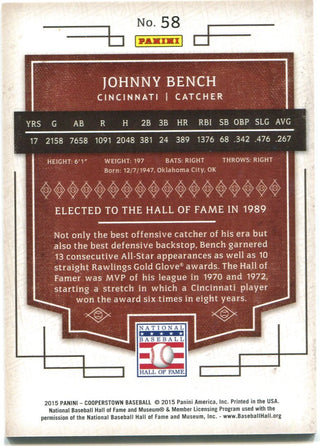 Jonny Bench Panini Cooperstown 03/10 Class of 1989