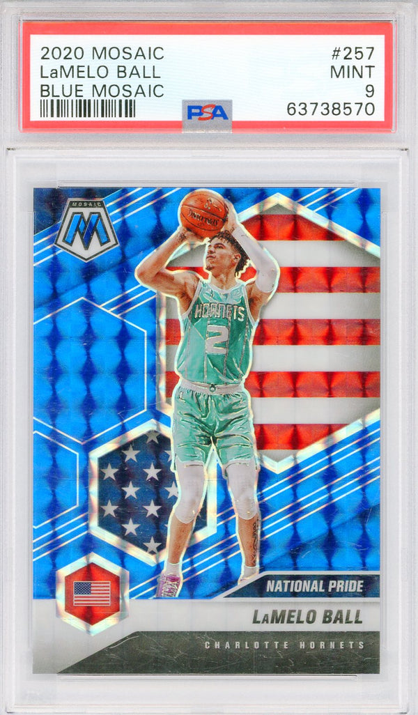 LaMelo Ball 2020 Panini Mosaic Blue National Pride Rookie Card #257 (PSA Mint 9)