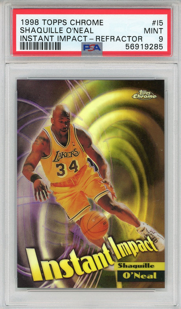 Shaquille O'Neal 1998 Topps Chrome Instant Impact Refractor Card #15 (PSA)