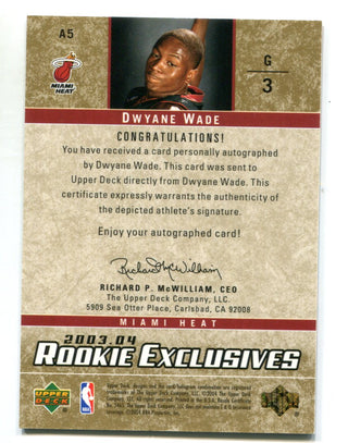 Dwyane Wade 2003 Upper Deck Rookie Exclusives #A5 Autographed Card