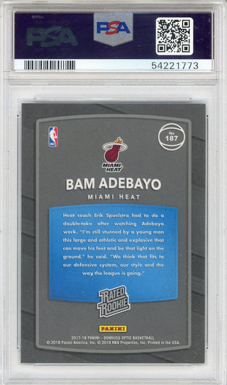 Bam Adebayo 2017 Panini Donruss Optic Rated Rookie Card #187 (PSA Gem Mint 10)