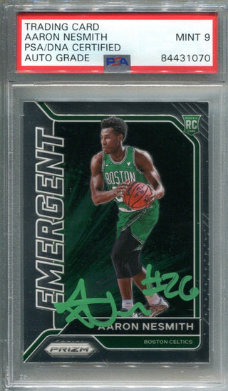 Aaron Nesmith 2020-21 Panini Prizm Emergent #11 PSA Auto Mint 9 RC