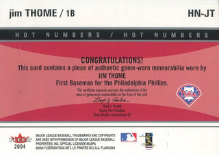 Jim Thome 2004 Fleer Jersey Card