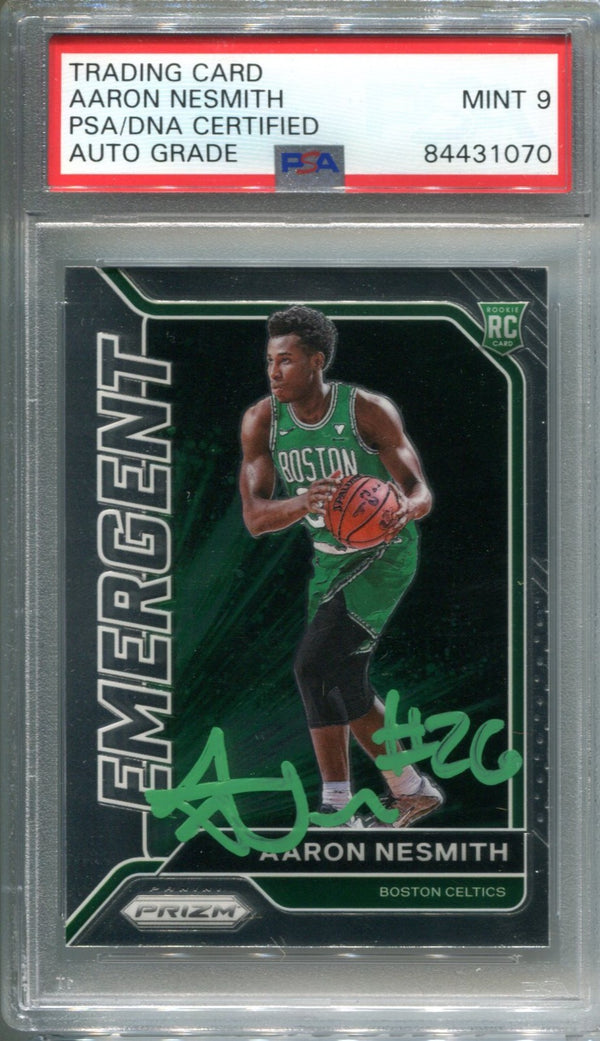 Aaron Nesmith 2020-21 Prizm Emergent Silver #11 PSA Auto Mint 9 RC