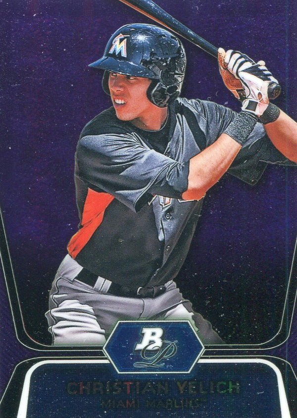 Christian Yelich 2012 Bowman Platinum Purple Refractor Rookie Card