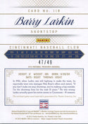 Barry Larkin 2012 Panini Jersey Card #47/49