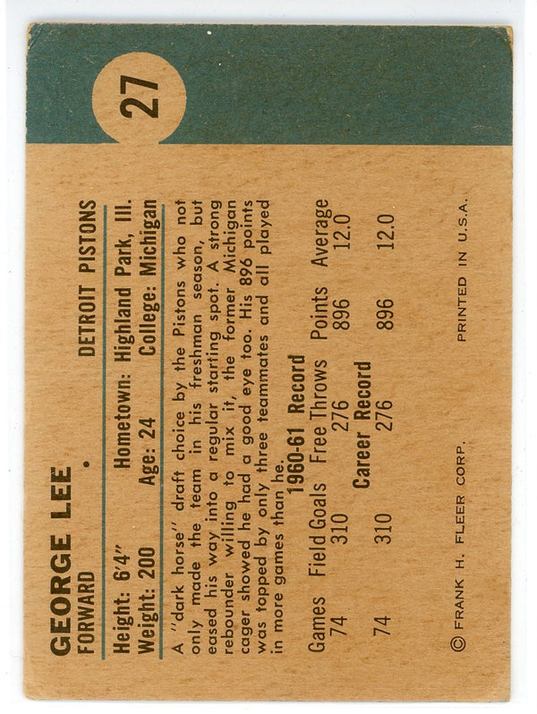 George Lee 1961 Fleer Card #27