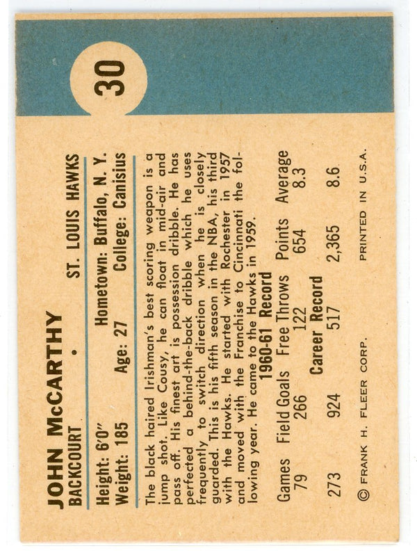 John McCarthy 1961 Fleer Card #30