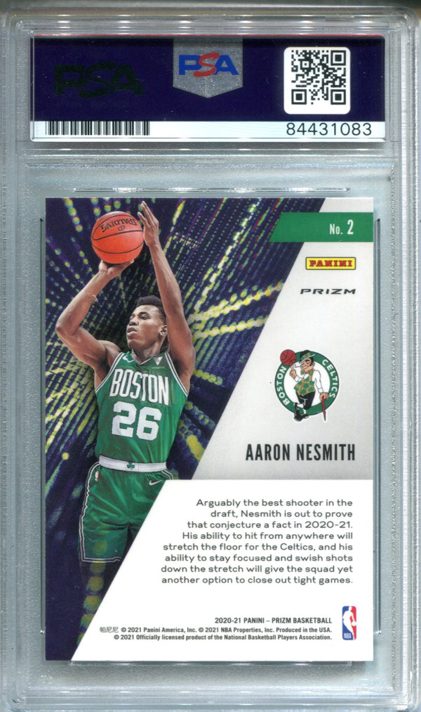 Aaron Nesmith 2020-21 Prizm Instant Impact Green Refractor #2 PSA Auto Mint 9 RC