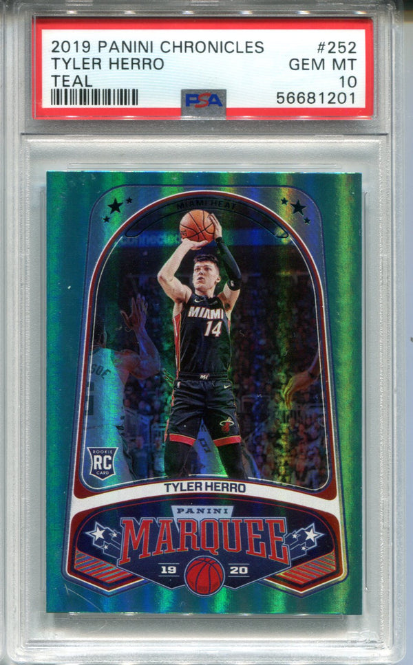 Tyler Herro 2019 Panini Chronicles Teal #252 PSA GEM MT 10 Card