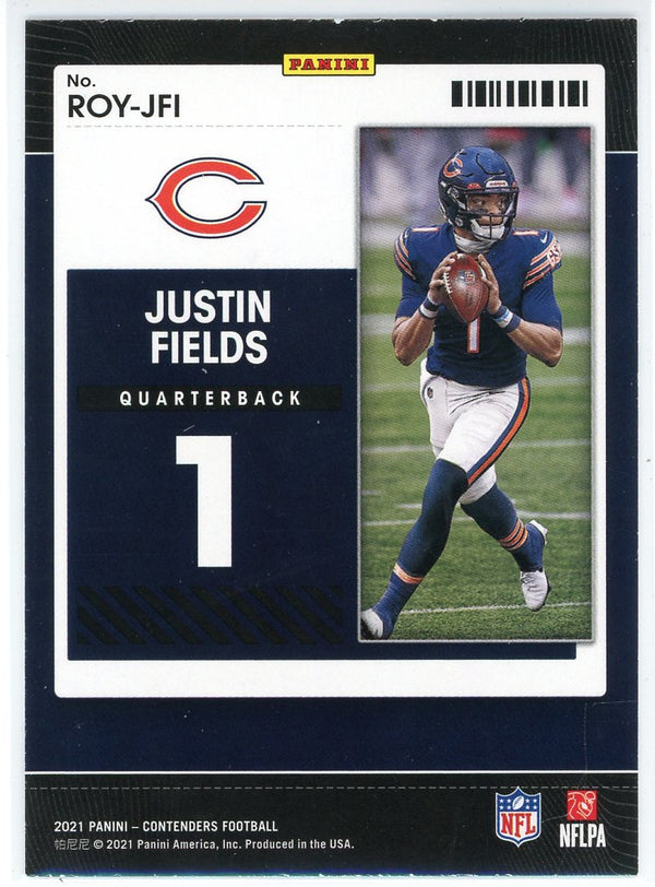 Justin Fields 2021 Panini Contenders ROY Contender Rookie Card #ROY-JFI