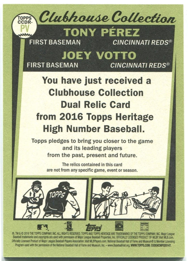 Topps Heritage Clubhouse Collection Joey Votto Tony Perez Dual Bat Card