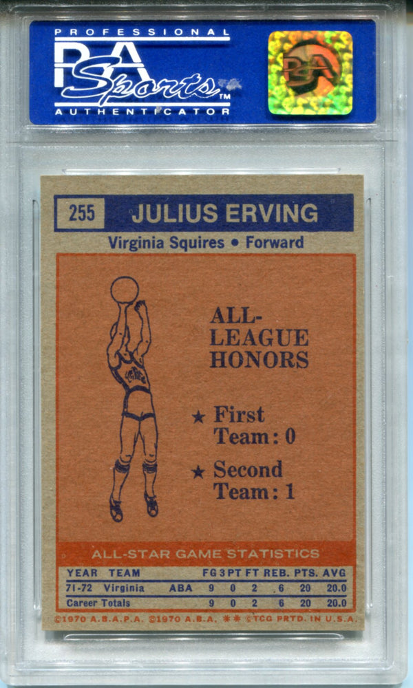 Julius Erving 1972 Topps All Star Rookie Card #255 (PSA)