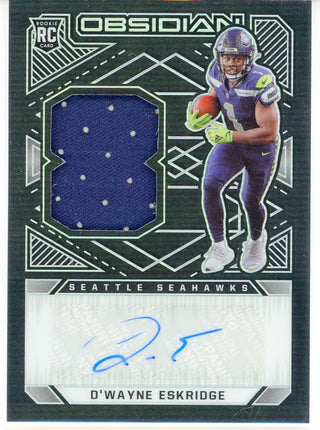 D'Wayne Eskridge Autographed 2021 Panini Obsidian Rookie Patch Card #226