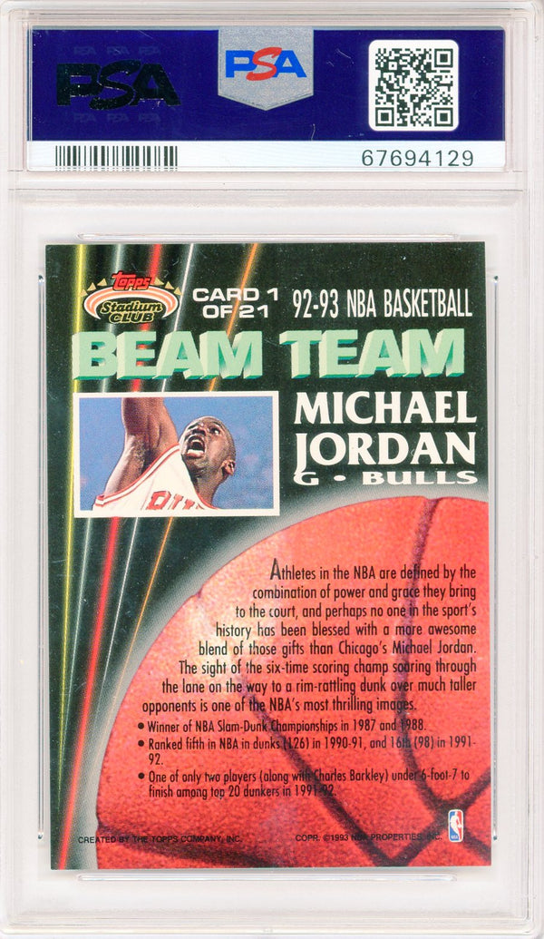 Michael Jordan 1992 Topps Stadium Club Beam Team Card #1 (PSA NM-MT 8)