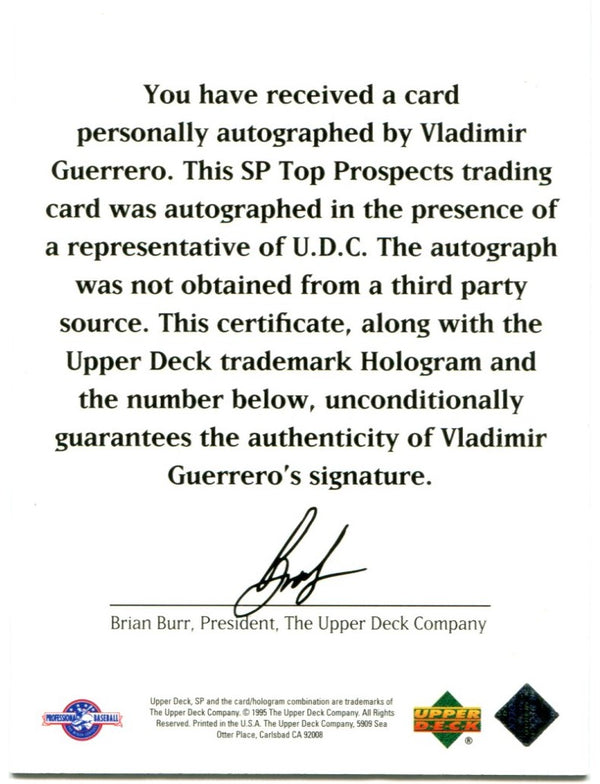 1995 Upper Deck Auto Vladimir Guerrero Rookie