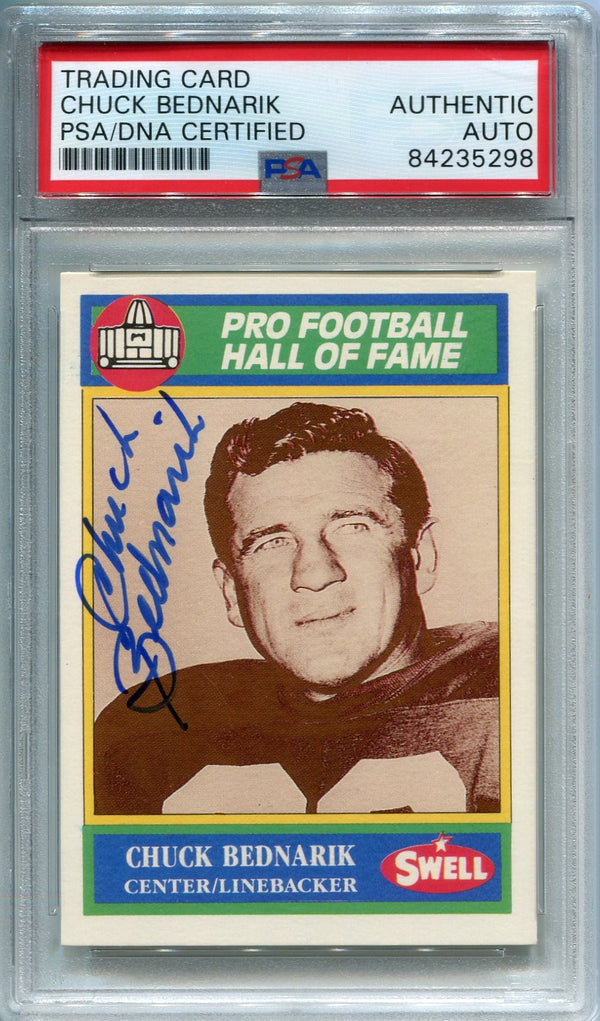 Chuck Bednarik 1990 Autographed Swell Football Card (PSA)