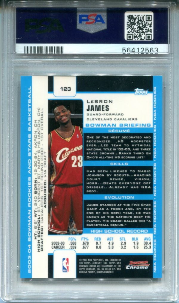 LeBron James 2003 Bowman Chrome Rookie Card #123 (PSA 9)