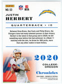 Justin Herbert 2020 Panini Chronicles Rookie Card #53