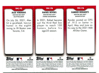 Xander Bogaerts Rafael Devers Alex Verdugo Topps Triple Card