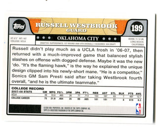 Russell Westbrook 2008 Topps #199 Card