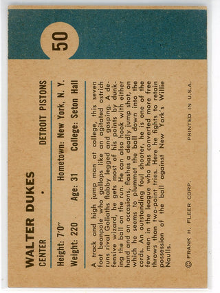 Walter Dukes 1961 Fleer Card #50