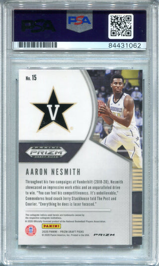 Aaron Nesmith 2020-21 Prizm Draft Picks #15 Pink Cracked Ice PSA Mint 9 RC