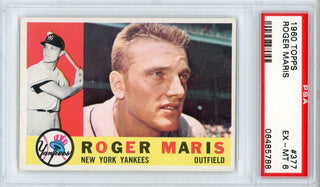 Roger Maris 1960 Topps Card #377 (PSA EX-MT 6)