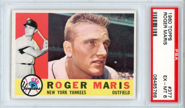 Roger Maris 1960 Topps Card #377 (PSA EX-MT 6)