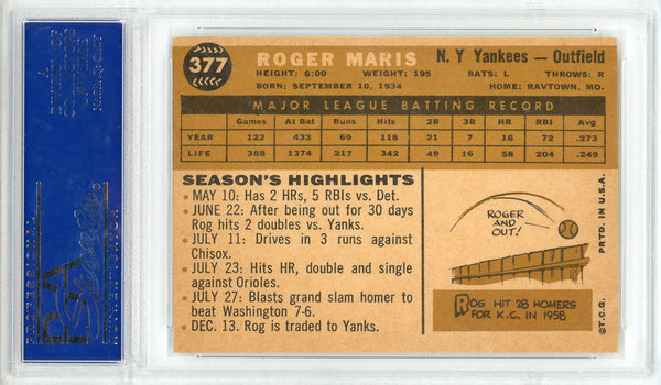 Roger Maris 1960 Topps Card #377 (PSA EX-MT 6)