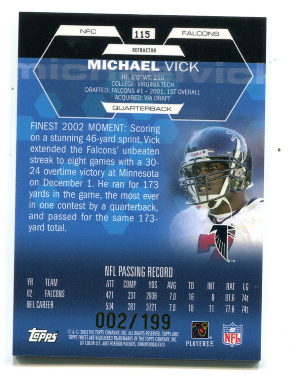 Michael Vick 2003 Topps Finest #115 Refractor Card /199