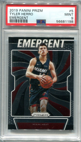 Tyler Herro 2019 Panini Prizm Emergent #5 PSA Mint 9 Card