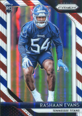 Rashaan Evans 2018 Panini Prizm Red White Blue Refractor Rookie Card