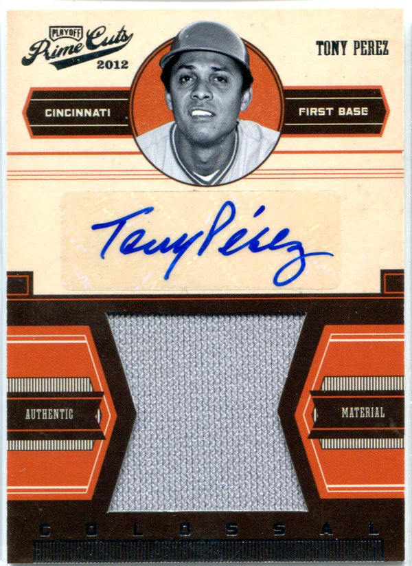 Tony Perez Autographed 2012 Panini Playoff Prime Cut Jersey Card