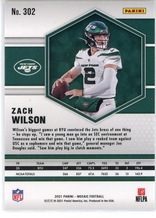 Zach Wilson 2021 Panini Mosaic Rookie Card #302