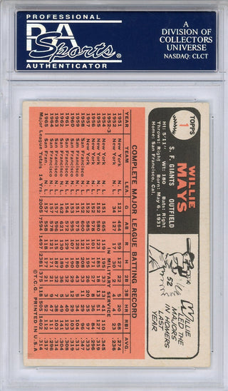 Willie Mays 1966 Topps Card #1 (PSA EX 5)