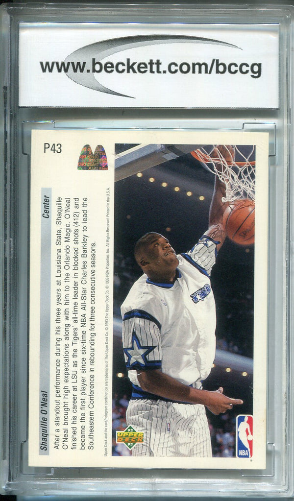 Shaquille O'Neal 1992-93 Upper Deck Rookie Card #P43  (BCCG) Graded NM 9