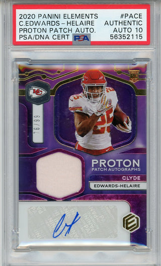 Clyde Edwards-Helaire Autographed 2020 Panini Elements Proton Patch Rookie Card (PSA)