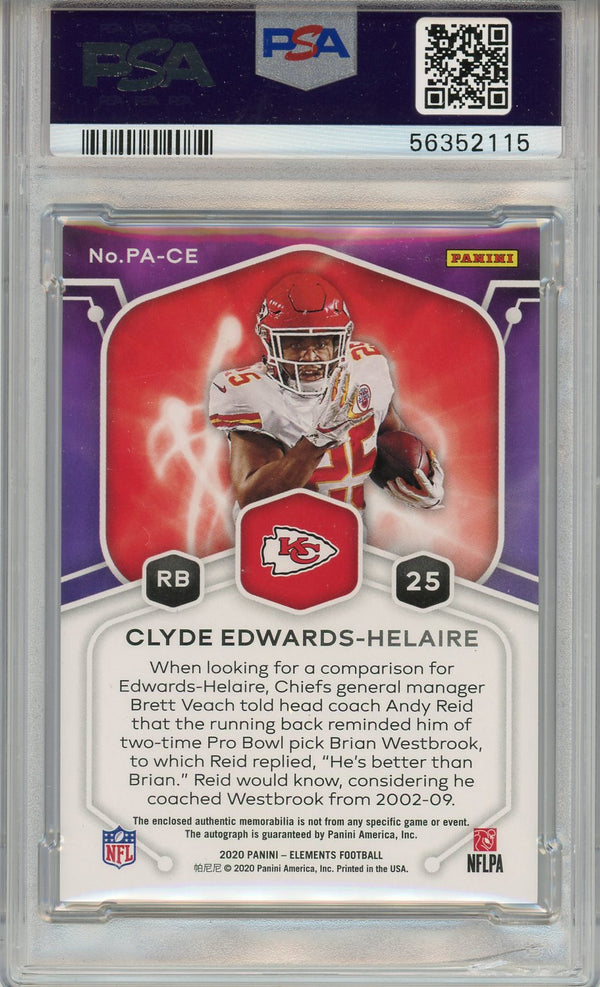 Clyde Edwards-Helaire Autographed 2020 Panini Elements Proton Patch Rookie Card (PSA)