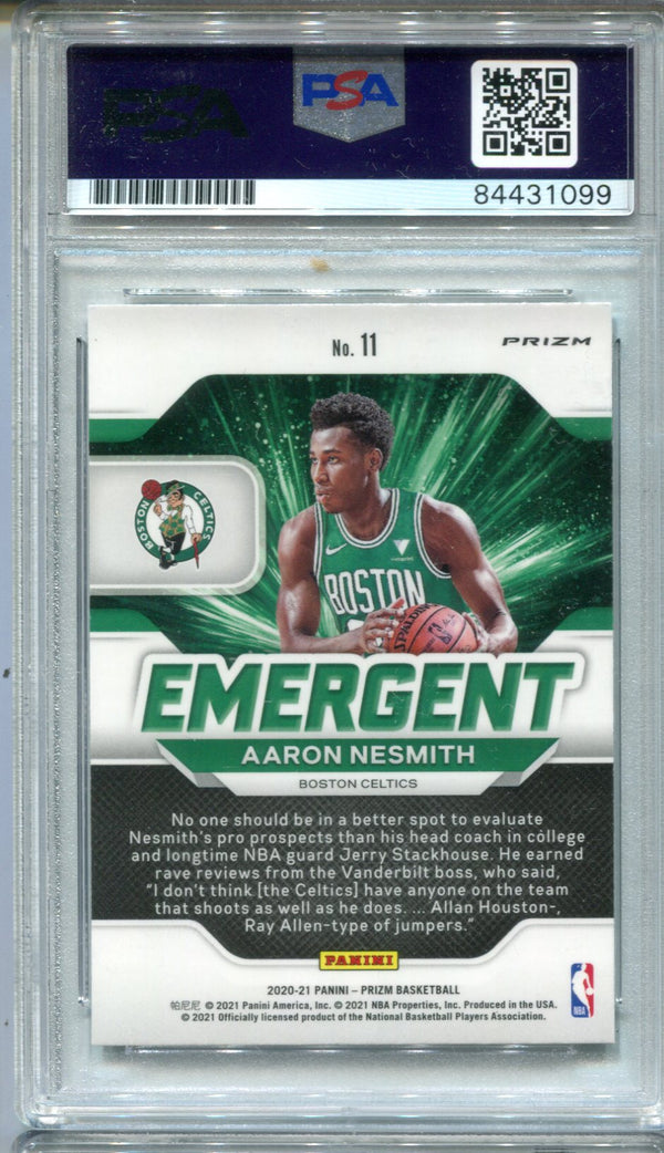 Aaron Nesmith 2020-21 Prizm Emergent Silver #11 PSA Auto Mint 9 RC