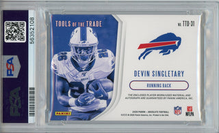 Devin Singletary Autographed 2020 Panini Absolute Tools of the Trade Rookie Card (PSA)