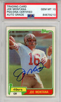 Joe Montana Autographed 1981 Topps Card (PSA Auto 10)