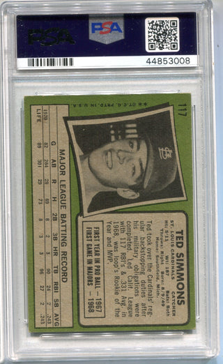 Ted Simmons 1971 Topps #117 PSA AUTO Authentic 9 Card