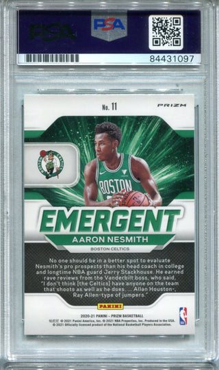 Aaron Nesmith 2020-21 Prizm Emergent Green #11 PSA Auto Mint 9 RC