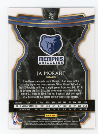 Ja Morant 2019-20 Panini Select #72 Rookie Card