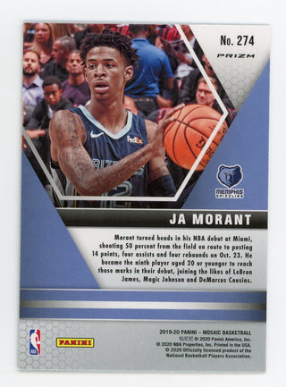 Ja Morant 2019-20 Panini Green Mosaic NBA Debut #274 RC