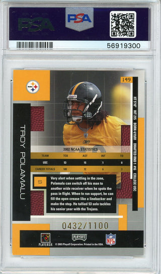 Troy Polamalu 2003 Playoff Absolute Memorabilia Rookie Card #149 (PSA)