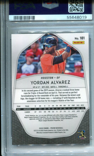 Yordan Alvarez 2020 Panini Prizm #181 PSA GEM MT 10 Card